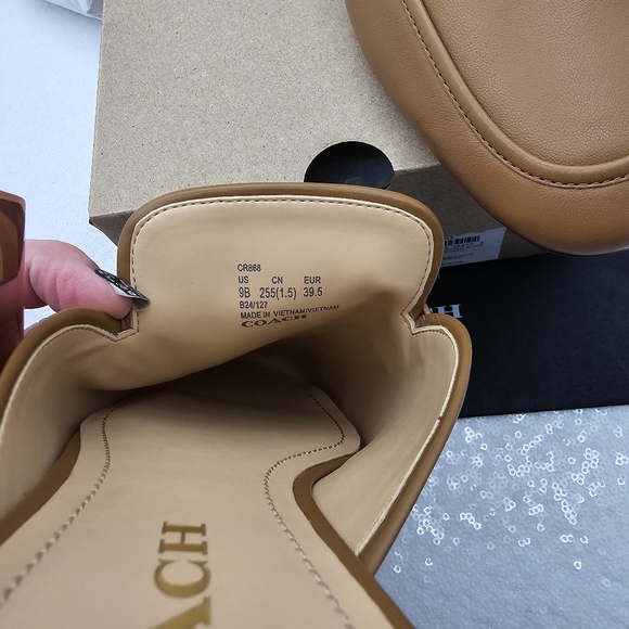 Coach Samie Classic Slide Slip-on Leather Neutral Casual Women's sz 9 - Picture 9 of 12